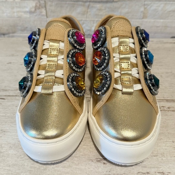 Kurt Geiger Laney Gold Octavia Jewel Studded Embellished Platform Sneakers 36.5 - Picture 4 of 13